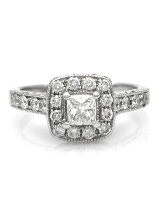 Princess Diamond Solitaire Diamond Halo Engagement Ring